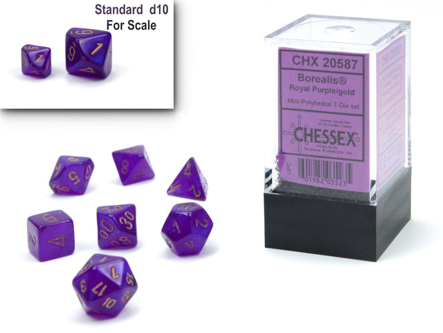 Chessex Dice Borealis Mini Royal Purple/Gold Polyhedral 7-Die Set