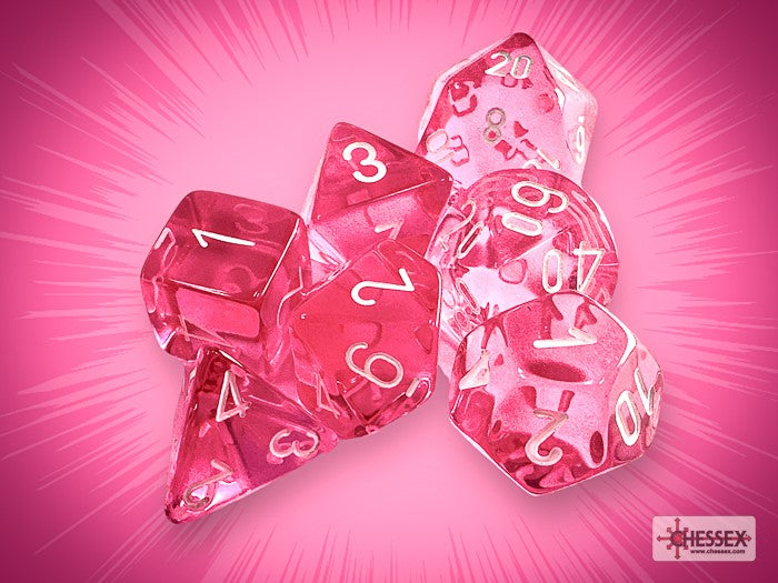 Chessex 7 set cube Pink/White