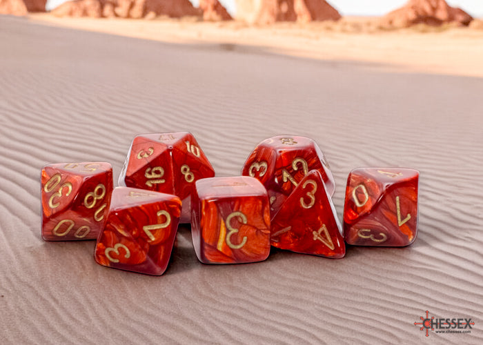 Mega-hedral 7-Die set: Scarab Scarlet/Gold