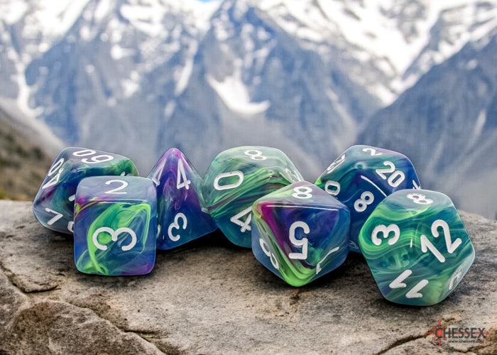 Mega-hedral 7-Die set: Festive Waterlily/White