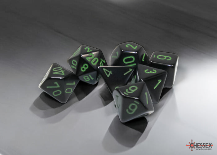 Polyhedral 7-Die Set Opaque: Black/Green