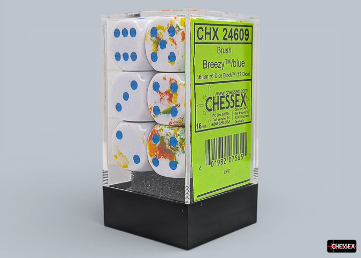 Brush Breezy /blue 16mm d6 Dice Block™ (12 dice)