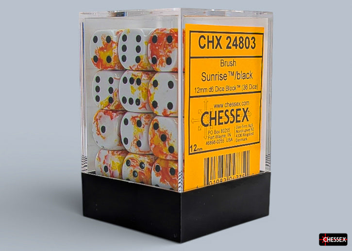 Brush Sunrise /Black 12mm d6 Dice Block™ (36 dice)