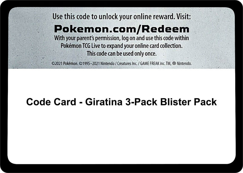 Image for Code Card - Giratina 3-Pack Blister Pack - Pokemon