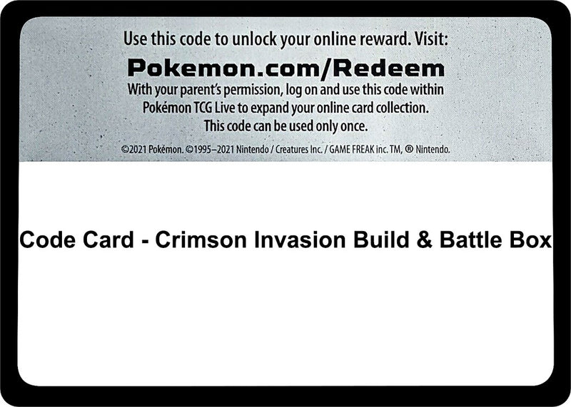 Image for Code Card - Crimson Invasion Build & Battle Box - Pokemon