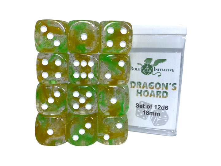 D6 Dice Set Diffusion dragon's hoard set of 12D6 (18mm)