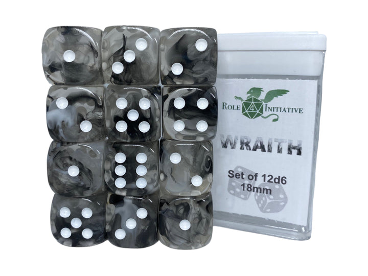 D6 Dice Set Diffusion Wraith set of 12D6 (18mm)
