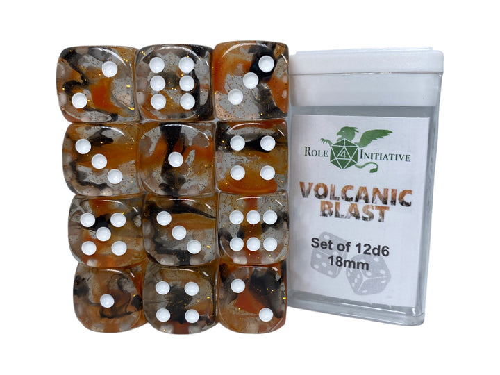 D6 Dice Set Diffusion Volcanic Blast set of 12D6 (18mm)