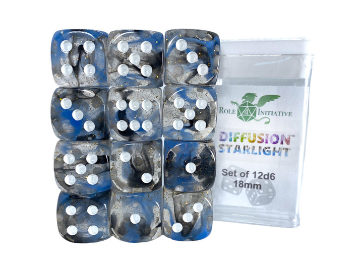 D6 Dice Set Diffusion Starlight Set of 12D6 (18mm)
