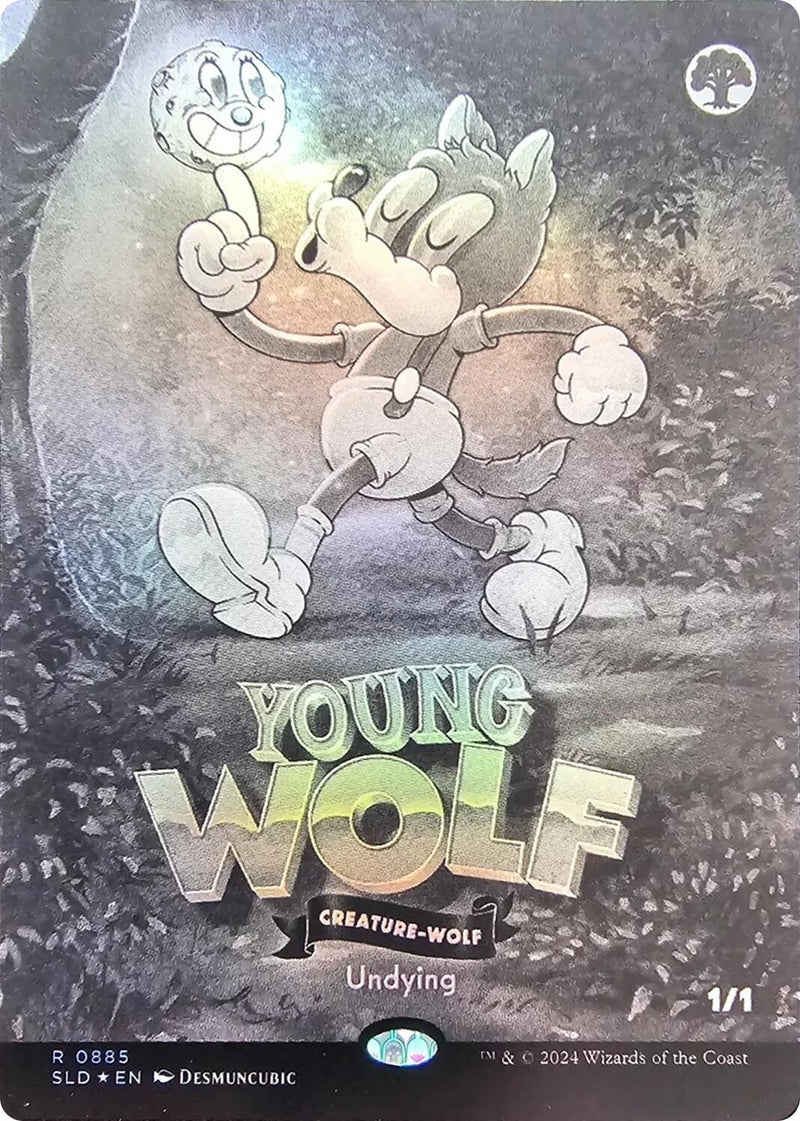 Image for Young Wolf (Black & White Foil) (885) (SLD) - Magic: The Gathering
