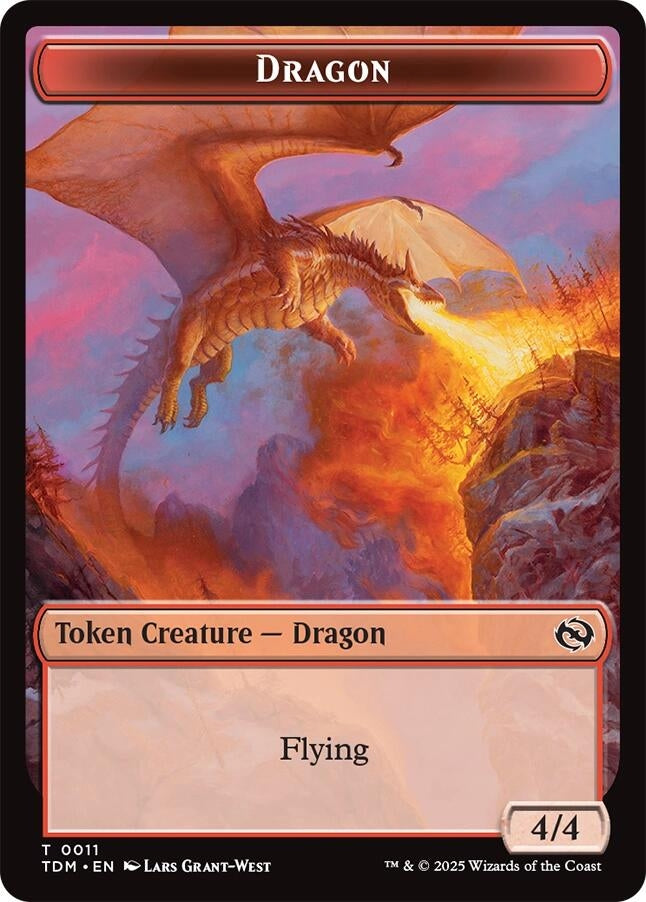 Image for Dragon (0011) // Warrior Double-Sided Token (11 // 13) (TDM) - Magic: The Gathering