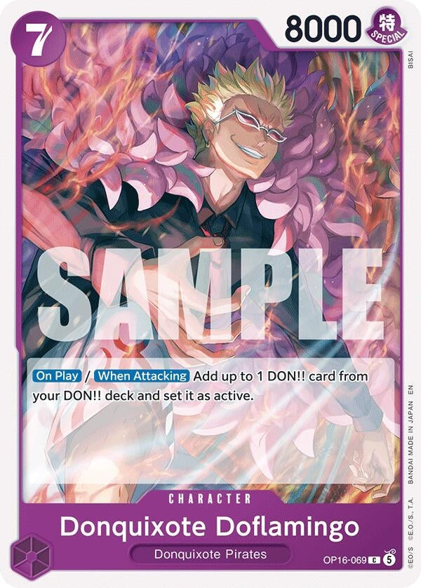 doflamingo one piece card game OP01-073 Donquixote Doflamingo Rare English One Piece TCG Card