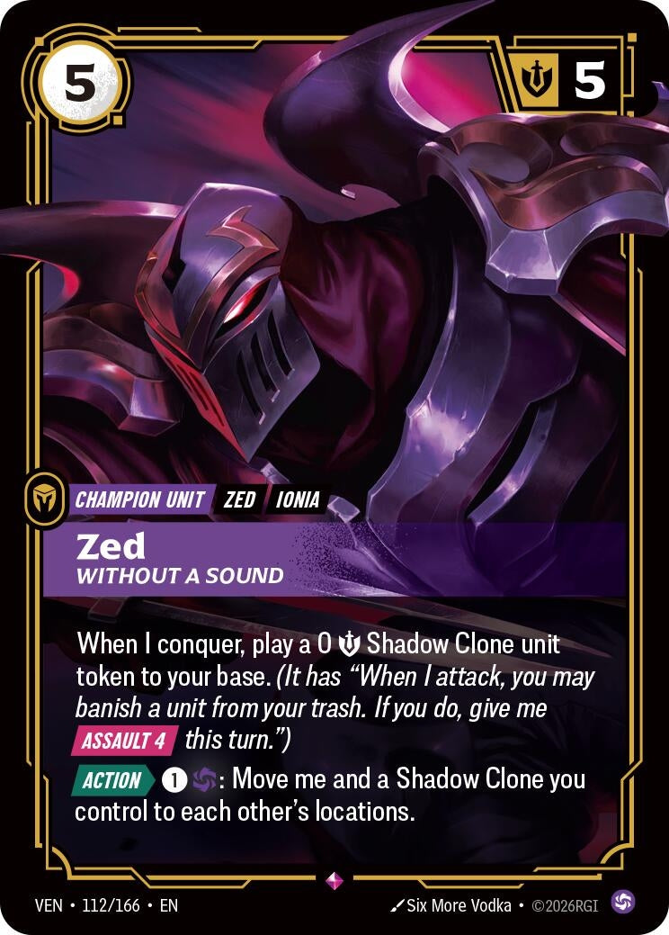 Image for Zed - Without a Sound (112/166) (VEN) - Riftbound: League of Legends Trading Card Game
