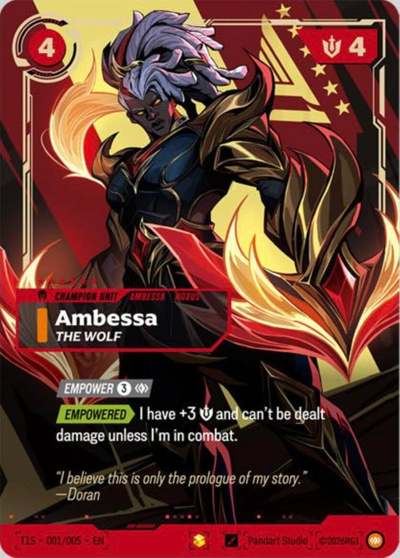 Image for Ambessa, The Wolf (T1 Worlds Champion Signature Edition Bundle) (T1S 001/005) (PR) - Riftbound: League of Legends Trading Card Game