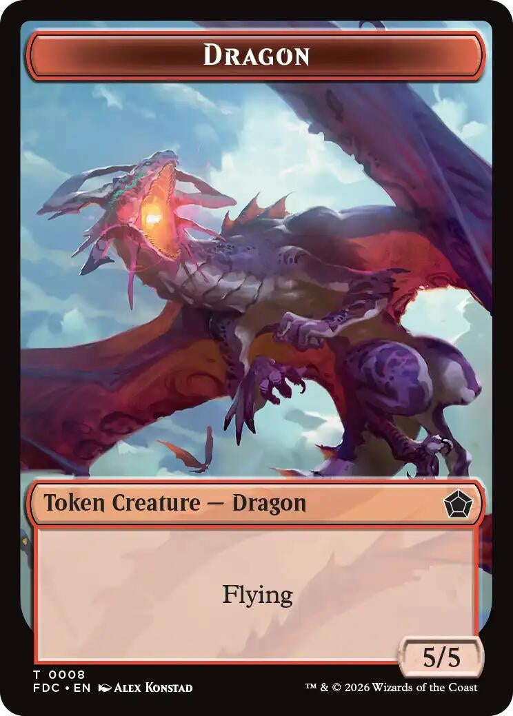 Image for Dragon (0008) // Treasure Double-Sided Token (8 // 16) (FDC) - Magic: The Gathering