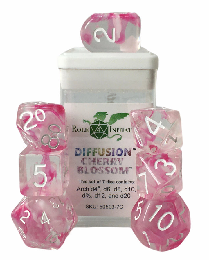 Role 4 Initiative Diffusion Cherry Blossom 7 Die Polyhedral Dice Set