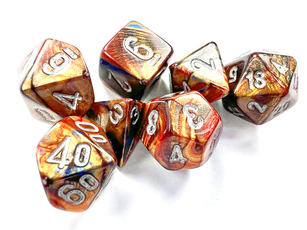 Mini Lustrous Gold/Silver Polyhedral 7-Die Set