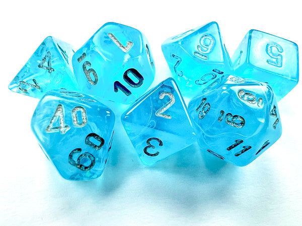 Mini Luminary Sky/Silver Polyhedral 7-Die Set