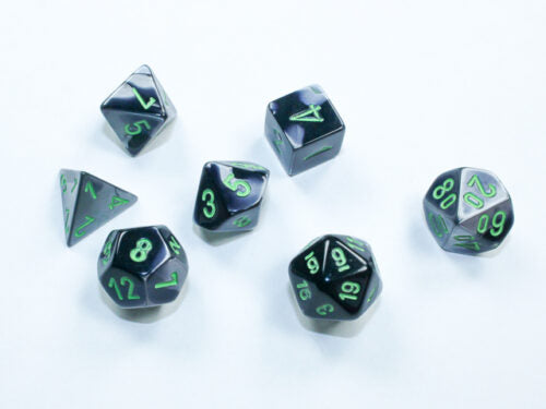 Mini Gemini® Polyhedral Black-Grey/Green 7-Die Set