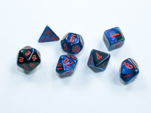 Mini Gemini® Polyhedral Black-Starlight/Red 7-Die Set
