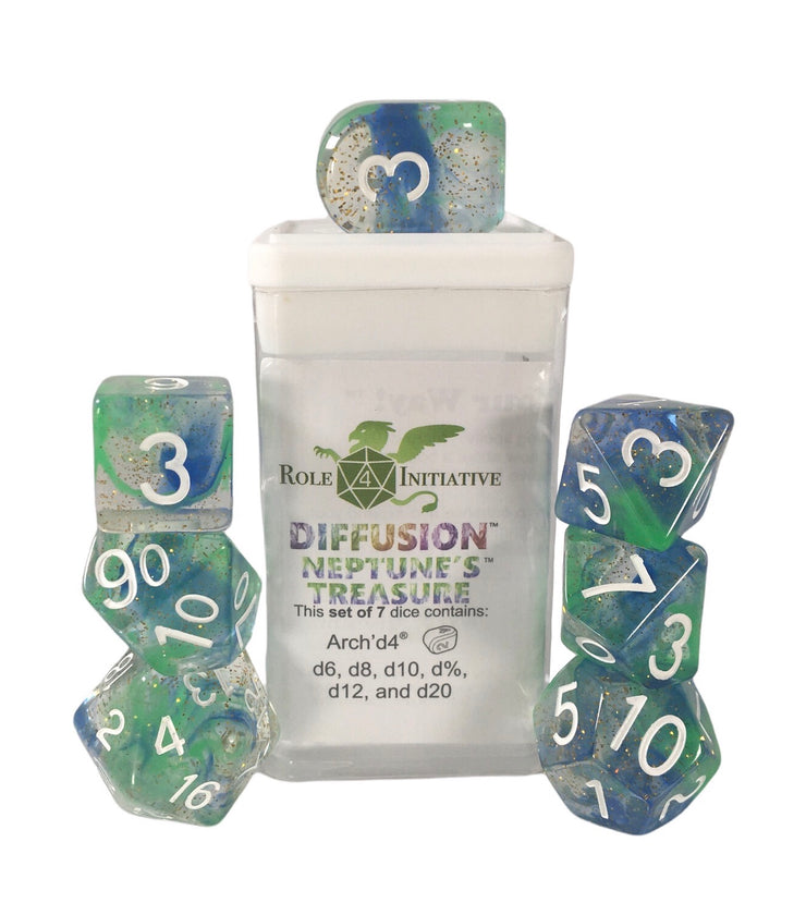 Role 4 Initiative Diffusion Neptune's Treasure Polyhedral Dice Set