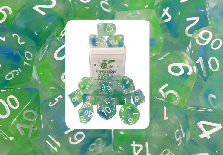 Role 4 Initiative Diffusion Nixie's Brook Polyhedral 15 Dice Set