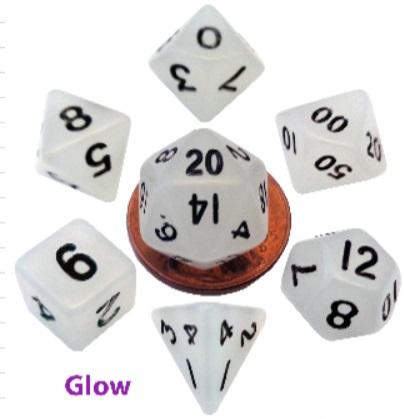 Metallic Dice Games Poly Mini Glow Clear