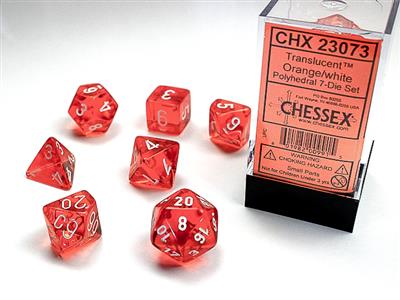 Chessex Dice Translucent Orange/White Polyhedral 7-Die Set