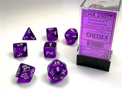 Chessex Dice Translucent Purple/White Polyhedral 7-Die Set