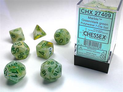 Chessex Dice Marble Green/Dark Green Polyhedral 7-Die Set