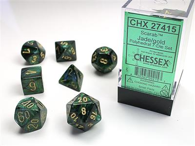 Chessex Dice Scarab Jade/Gold Polyhedral 7-Die Set