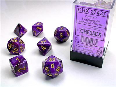 Chessex Dice Vortex Purple/Gold Polyhedral 7-Die Set