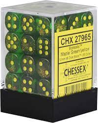 Chessex Dice Borealis Maple Green Yellow D6 Set 12mm