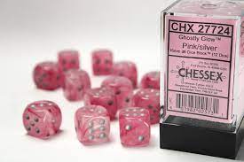 Chessex Dice Ghostly Glow Pink Silver D6 Set 16mm