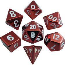 Metallic Dice Games Metal Dice Set Red Polyhedral Set 16mm