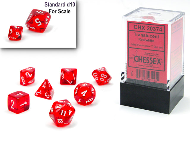 Chessex Dice Translucent Mini Red/White Polyhedral 7-Die Set