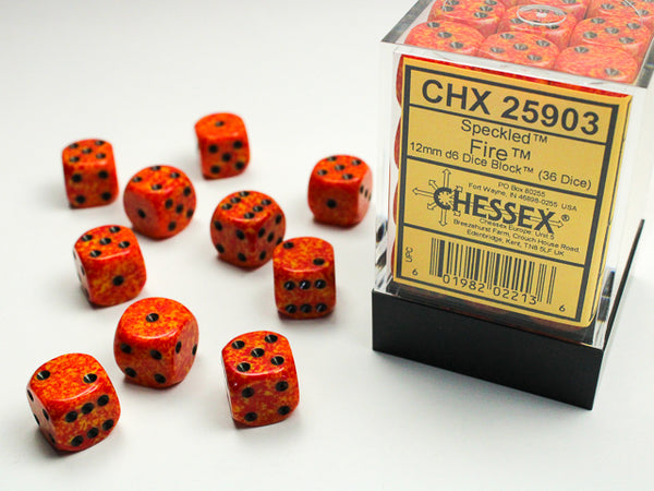 Chessex: Speckled Fire 12mm d6 Dice Block (36 dice)
