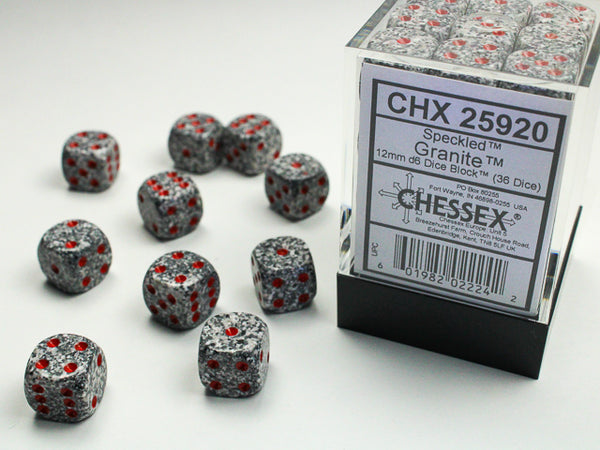 Chessex: Speckled Granite 12mm d6 Dice Block (36 dice)