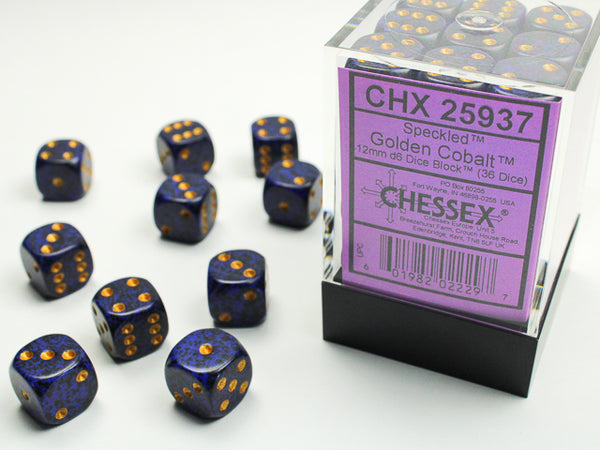 Chessex: 12mm Speckled Golden Cobalt D6 Set