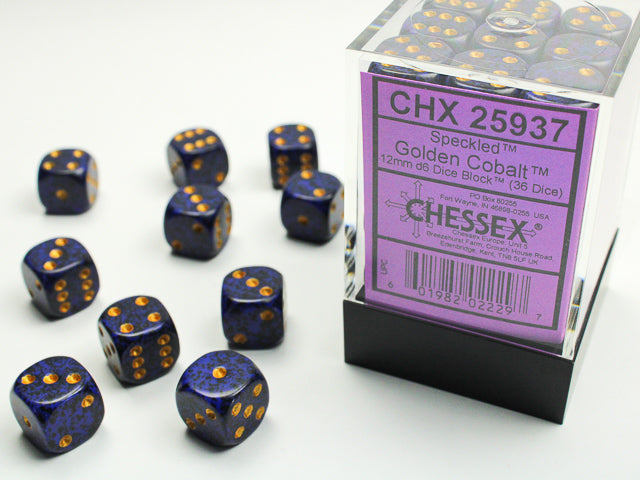 Chessex: 12mm Speckled Golden Cobalt D6 Set