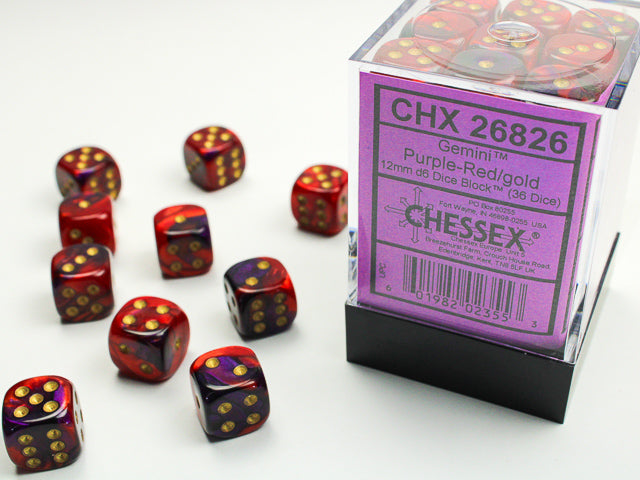 Chessex: 12mm Gemini Purple-Red/Gold D6 Set