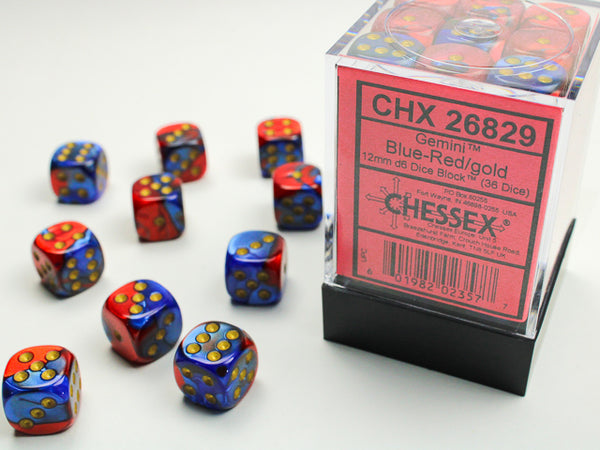 Chessex: 12mm Gemini Blue-Red/Gold D6 Set