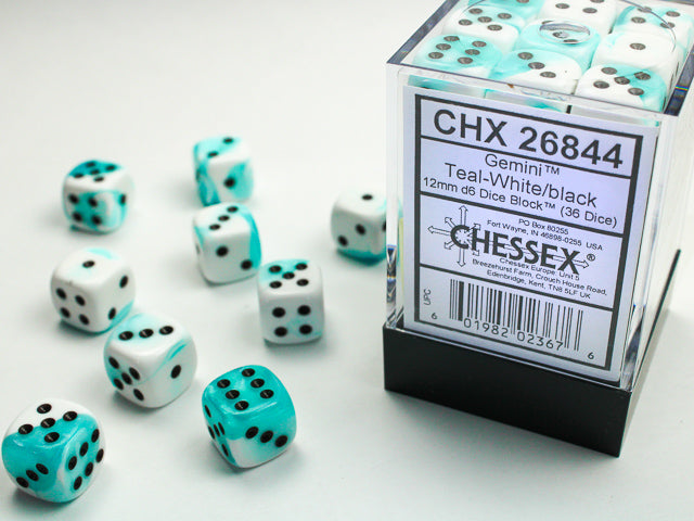 Gemini® Teal-White/black 12mm D6 (36)