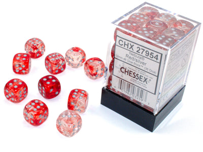 Chessex: Nebula Red/Silver D6 Set 12mm