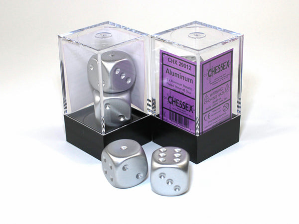 Aluminum (matte finish) Metallic 16mm d6 Dice Pair