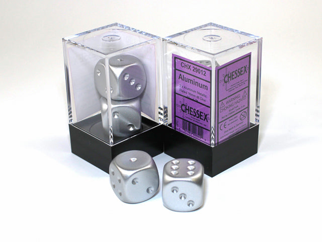 Aluminum (matte finish) Metallic 16mm d6 Dice Pair