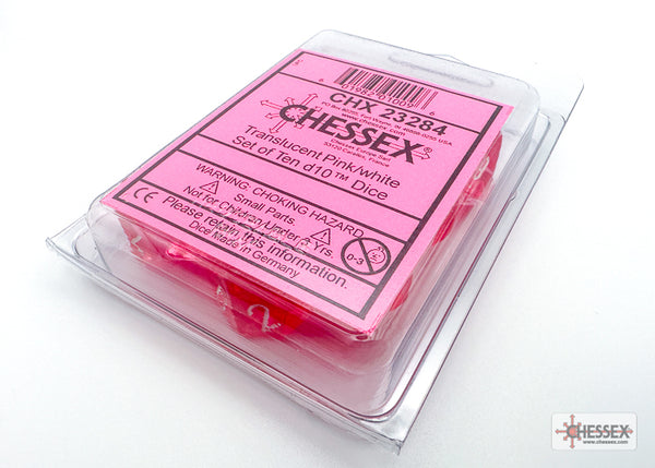 Chessex Translucent Pink/White D10 Set