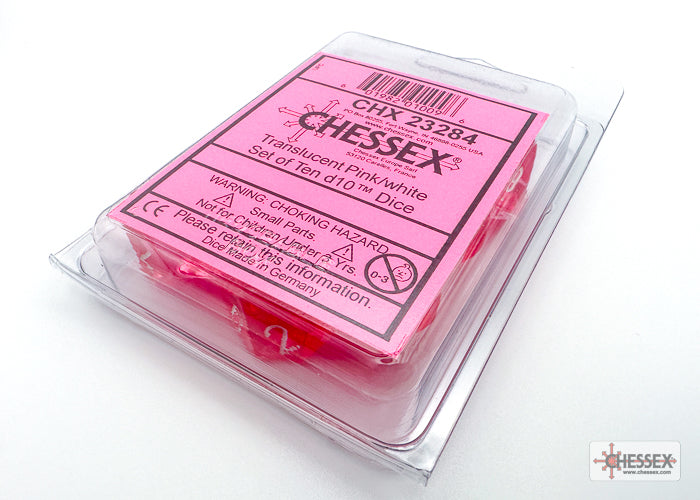 Chessex Translucent Pink/White D10 Set