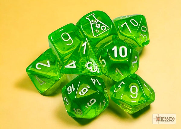 Chessex 7-set Translucent Rad Green w/ White