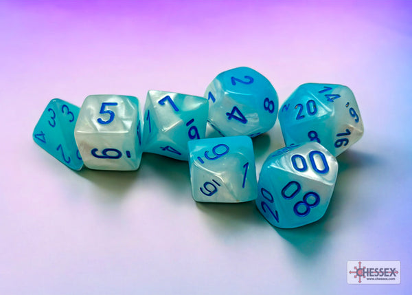 Gemini® Polyhedral Pearl Turquoise-White/blue Luminary™ 7-Die Set